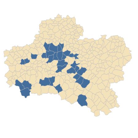 Répartition de Pedicularis sylvatica L. subsp. sylvatica dans le Loiret