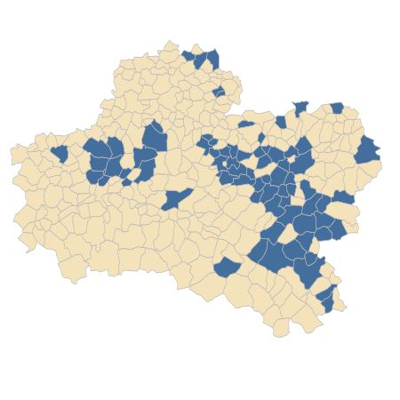 Répartition de Jacobaea erucifolia (L.) G.Gaertn., B.Mey. & Scherb. dans le Loiret