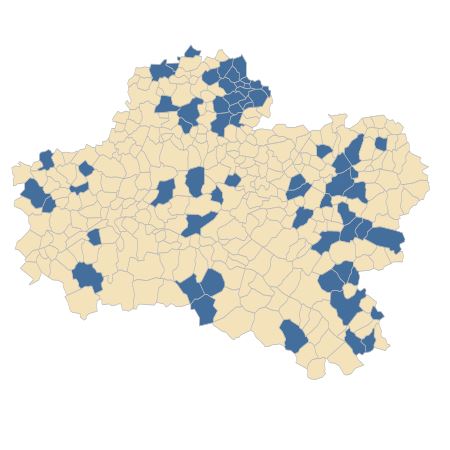 Répartition de Juniperus communis L. subsp. communis dans le Loiret