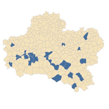 Répartition de Juncus compressus Jacq. dans le Loiret