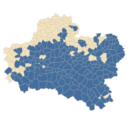 Répartition de Juncus effusus L. dans le Loiret