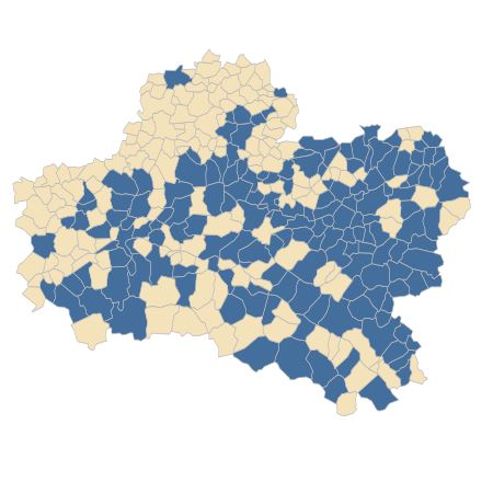 Répartition de Juncus inflexus L. dans le Loiret