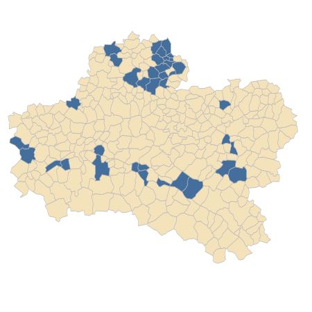 Répartition de Koeleria pyramidata (Lam.) P.Beauv. dans le Loiret