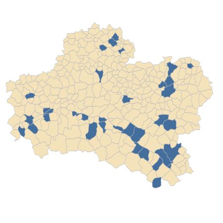 Répartition de Capsella bursa-pastoris subsp. rubella (Reut.) Hobk. dans le Loiret