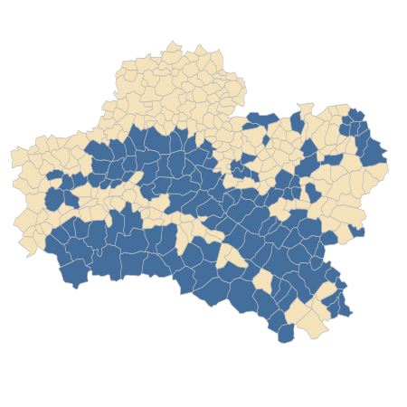 Répartition de Molinia caerulea (L.) Moench subsp. caerulea dans le Loiret