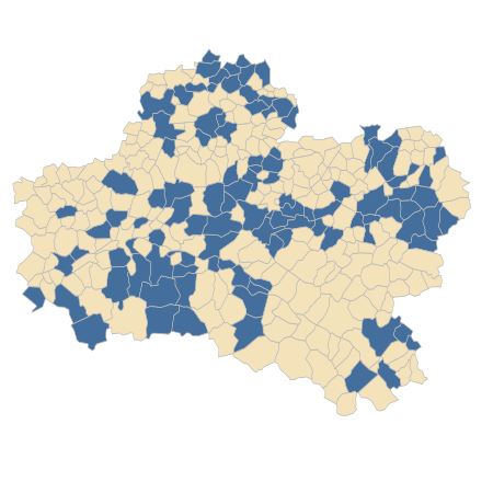 Répartition de Plantago major L. subsp. major dans le Loiret