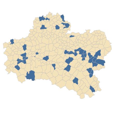 Répartition de Populus x canescens (Aiton) Sm. dans le Loiret