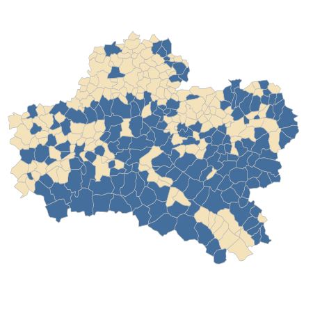 Répartition de Centaurium erythraea Rafn subsp. erythraea dans le Loiret