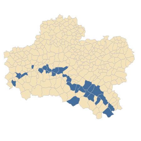 Répartition de Echinochloa muricata var. microstachya Wiegand dans le Loiret