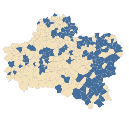 Répartition de Origanum vulgare L. subsp. vulgare dans le Loiret