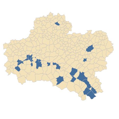 Répartition de Lepidium virginicum L. dans le Loiret