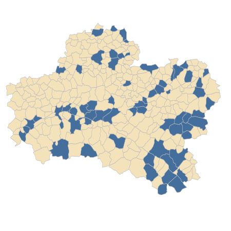 Répartition de Asplenium ruta-muraria L. subsp. ruta-muraria dans le Loiret