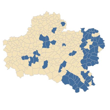 Répartition de Lamium galeobdolon subsp. montanum (Pers.) Hayek dans le Loiret