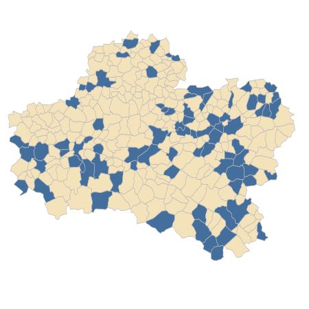 Répartition de Sonchus arvensis L. subsp. arvensis dans le Loiret