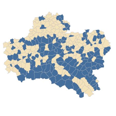 Répartition de Centaurium erythraea Rafn subsp. erythraea var. erythraea dans le Loiret