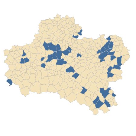 Répartition de Melittis melissophyllum L. subsp. melissophyllum dans le Loiret