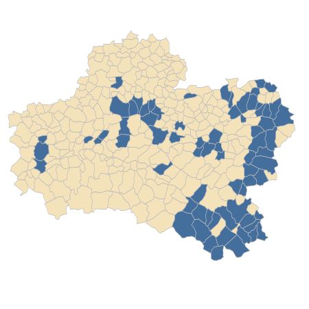 Répartition de Primula elatior (L.) Hill subsp. elatior dans le Loiret