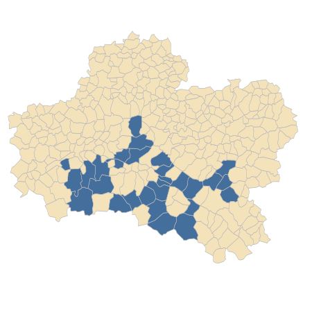 Répartition de Sesamoides purpurascens (L.) G.López subsp. purpurascens dans le Loiret