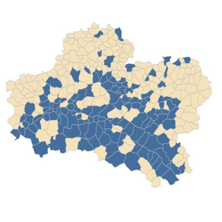 Répartition de Lycopsis arvensis L. dans le Loiret