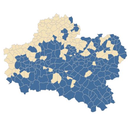 Répartition de Lysimachia nummularia L. dans le Loiret