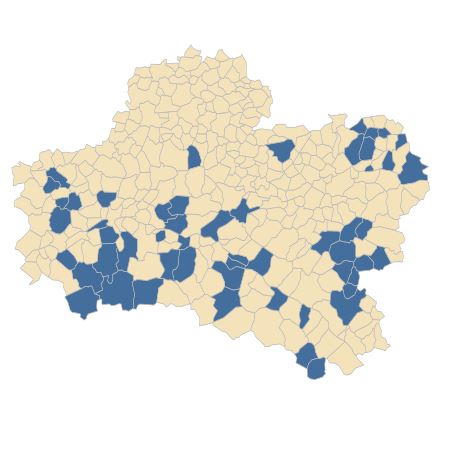 Répartition de Lythrum hyssopifolia L. dans le Loiret