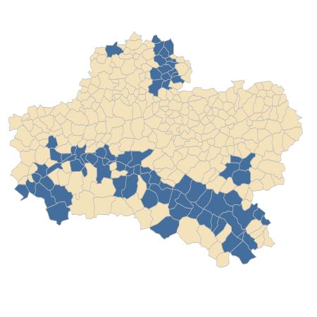 Répartition de Corrigiola littoralis L. subsp. littoralis dans le Loiret