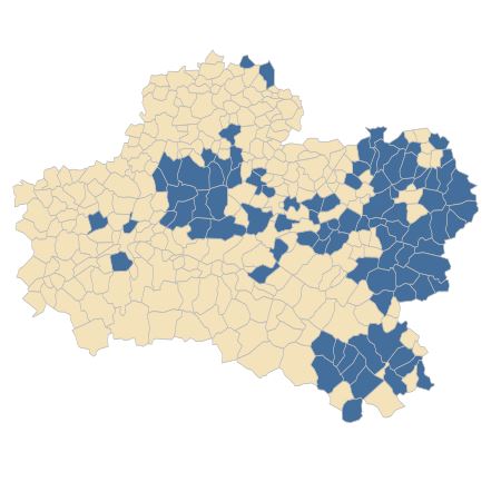 Répartition de Melica uniflora Retz. dans le Loiret