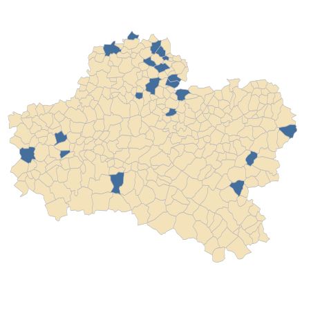 Répartition de Buglossoides arvensis (L.) I.M.Johnst. subsp. arvensis dans le Loiret