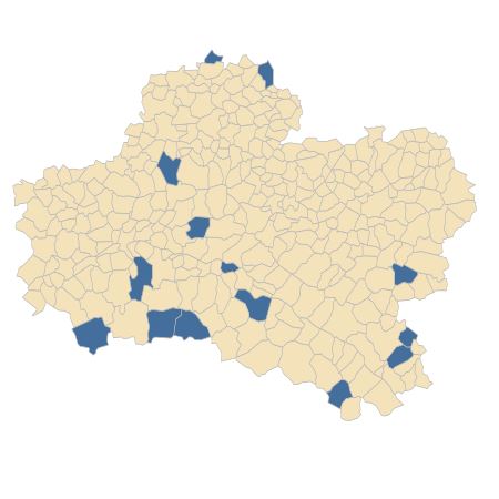 Répartition de Myosotis arvensis (L.) Hill var. arvensis dans le Loiret