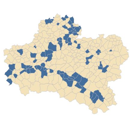 Répartition de Muscari neglectum Guss. ex Ten. dans le Loiret