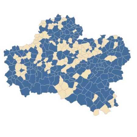 Répartition de Myosotis arvensis (L.) Hill dans le Loiret