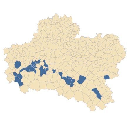 Répartition de Medicago sativa n-subsp. media (Pers.) Schübler & G.Martens dans le Loiret