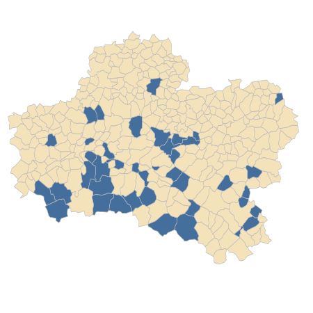 Répartition de Myosotis laxa subsp. cespitosa (Schultz) Hyl. ex Nordh. dans le Loiret