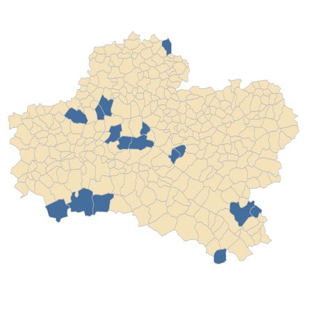 Répartition de Viola riviniana Rchb. f. riviniana  dans le Loiret