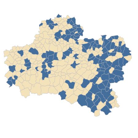 Répartition de Origanum vulgare L. dans le Loiret