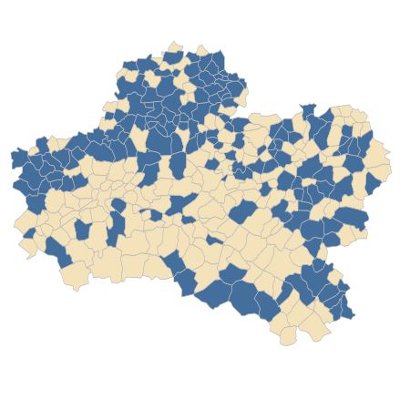 Répartition de Plantago media L. dans le Loiret