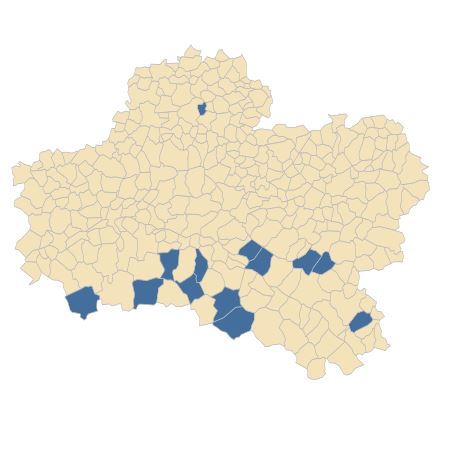 Répartition de Digitalis purpurea L. subsp. purpurea dans le Loiret