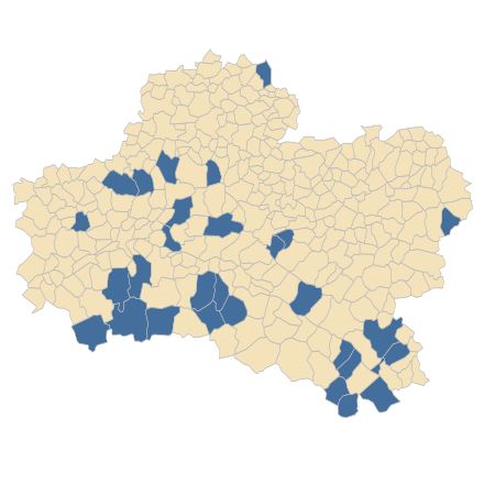 Répartition de Veronica chamaedrys L. subsp. chamaedrys var. chamaedrys dans le Loiret