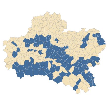 Répartition de Agrostis canina L. var. canina dans le Loiret