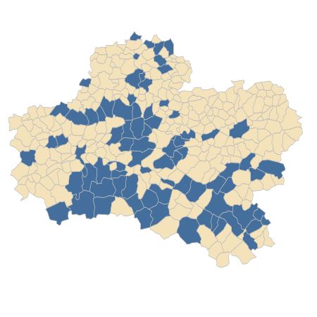 Répartition de Jacobaea vulgaris Gaertn. subsp. vulgaris dans le Loiret