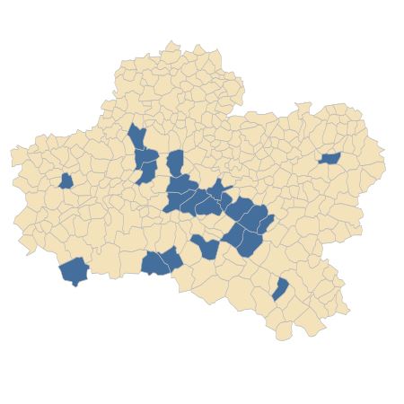 Répartition de Polygala serpyllifolia Hosé dans le Loiret