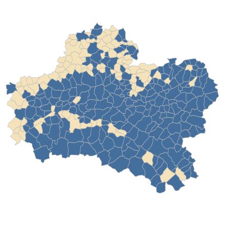 Répartition de Populus tremula L. dans le Loiret