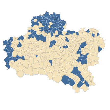 Répartition de Prunus mahaleb L. dans le Loiret
