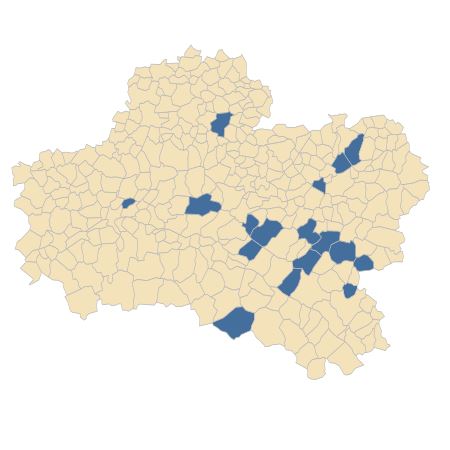 Répartition de Pseudotsuga menziesii (Mirb.) Franco dans le Loiret