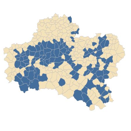 Répartition de Pulmonaria longifolia (Bastard) Boreau dans le Loiret