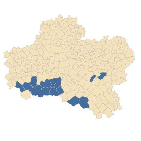 Répartition de Quercus pyrenaica Willd. dans le Loiret