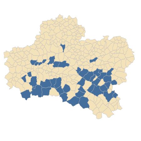 Répartition de Quercus rubra L. dans le Loiret