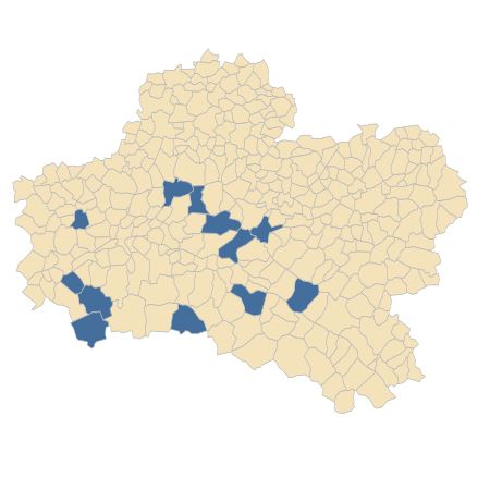 Répartition de Ranunculus tripartitus DC. dans le Loiret