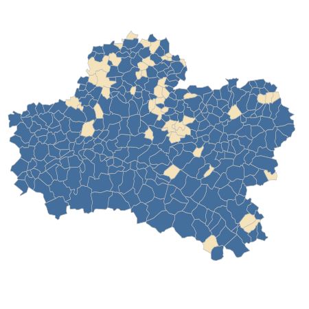 Répartition de Robinia pseudoacacia L. dans le Loiret