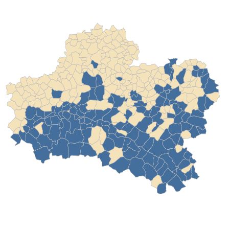 Répartition de Rorippa amphibia (L.) Besser dans le Loiret